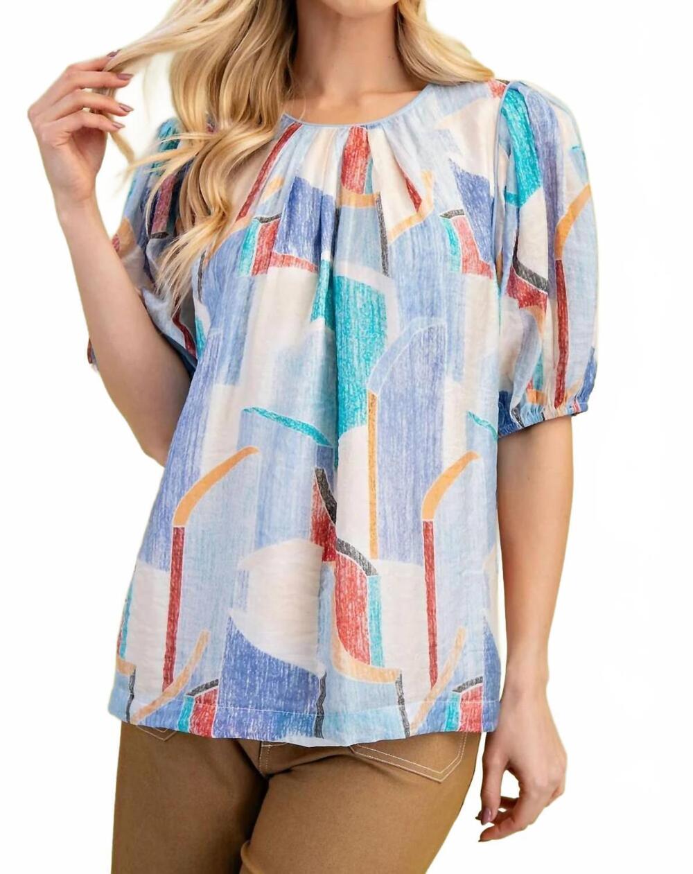 NEW GIGIO abstract printed top in multicolor